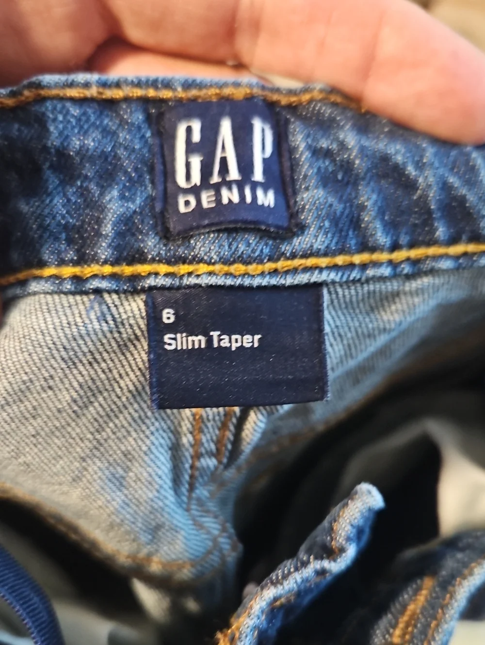 GAP Slim Taper Jeans in Indigo Blue with Contrast Stitching